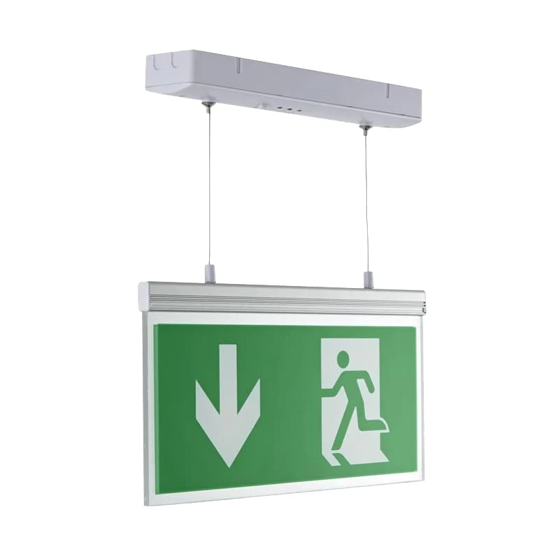 Warehouses Commercial Safety Lighting Down Arrow 2.8W LED Green Double-Sided Hanging Emergency Exit Sign Light