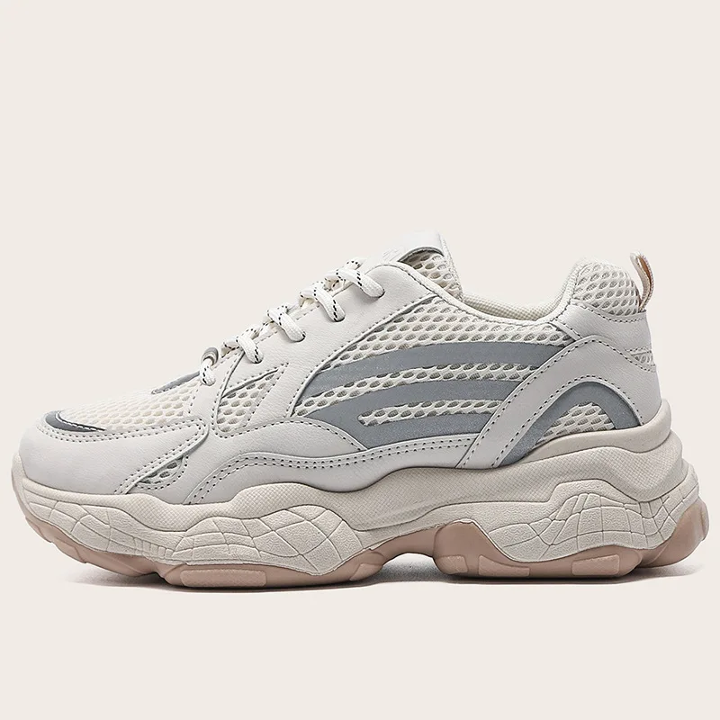 

Wholesale Cheap Trend Mesh Breathable Casual Running Sneakers For Women, Beige
