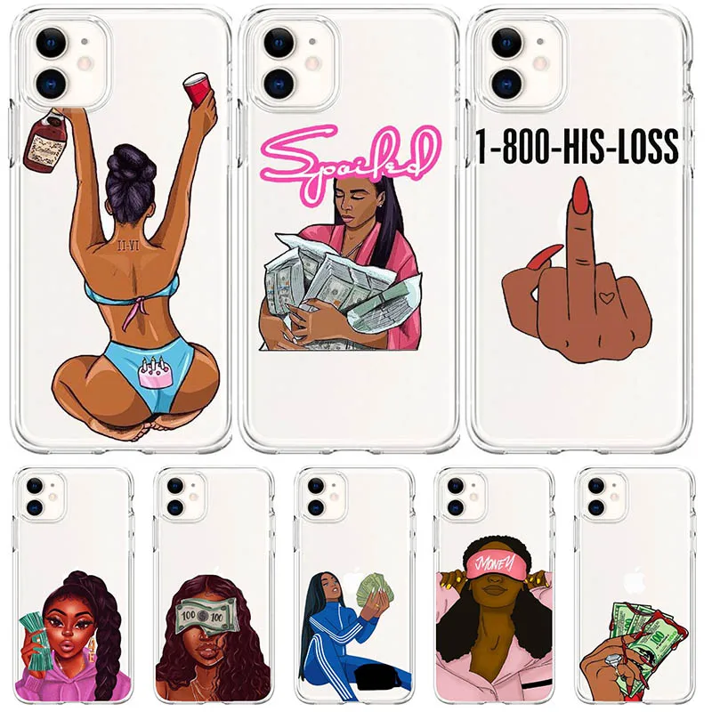 

Black Art African Girls Printing Ladies Designer Phone Case shockproof Cover for Iphone 12 Xr Xs 7 8 11 Pro Max for Iphone Cases, Multi colors