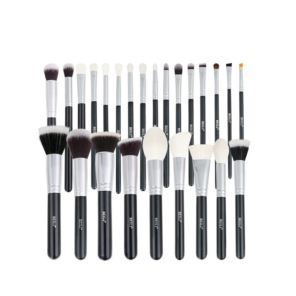 

BEILI Black Professional Makeup Brush Set 25pcs Natural Hair Foundation Powder Contour Eyes makeup Brushes NO LOGO Stock