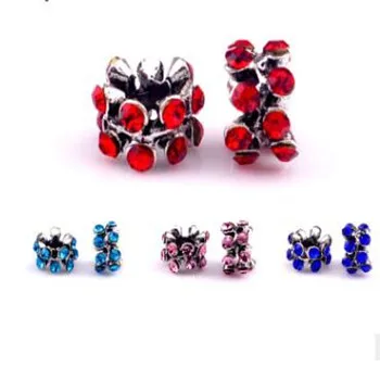 

Diamond Plated Alloy Crystal Oral Charm Bead For Bracelet European Bead Assorted Color Classic, Light purple,dark red,blue,dark blue,dark pink,dark green