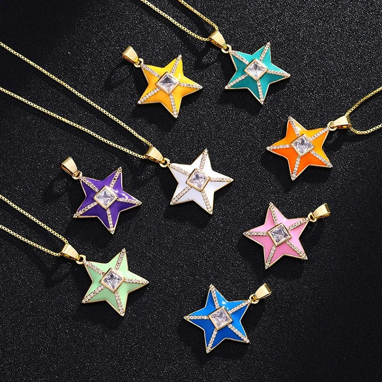 

New Fashion Popular Custom Copper Star Women Gold Pendant Necklace Jewelry