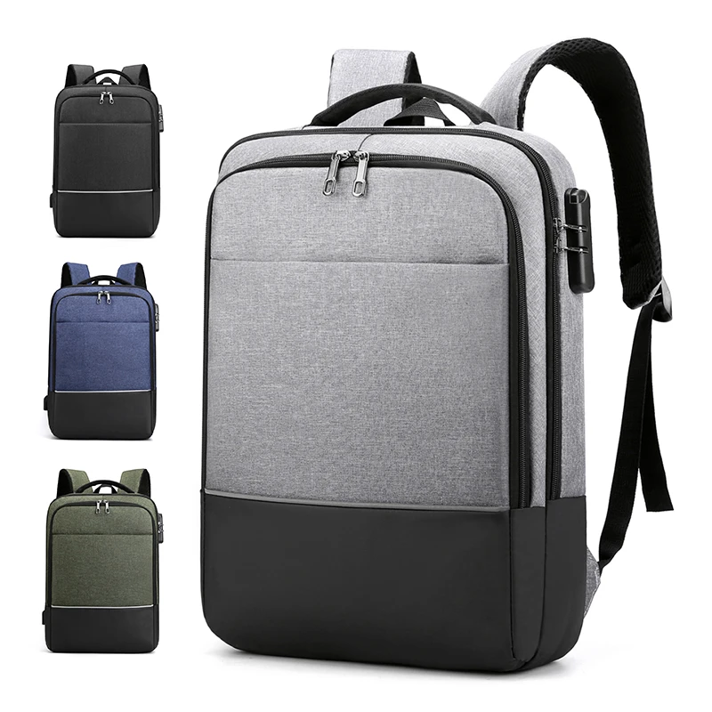 

New leisure travel bag waterproof business bag Laptop Backpack with anti theft password lock USB