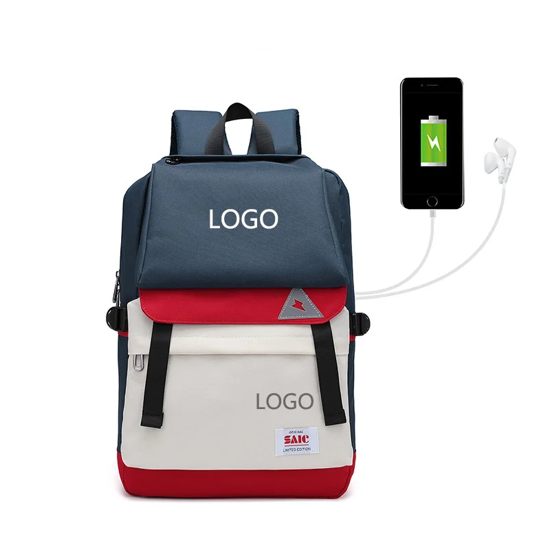 

High density oem custom logo waterproof oxford backpack school bag for Middle School backpack with Charging port