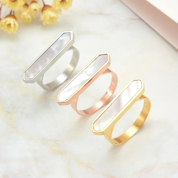 

Modalen shell dainty trendy luxury natural stone ring for girls