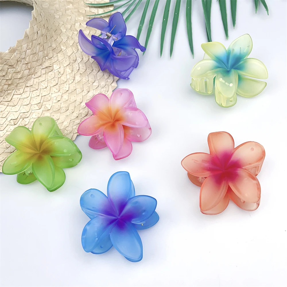 

Hawaiian Fashion Plumeria Flower Hairpin Artificial Plastic Frangipani Hair Claw