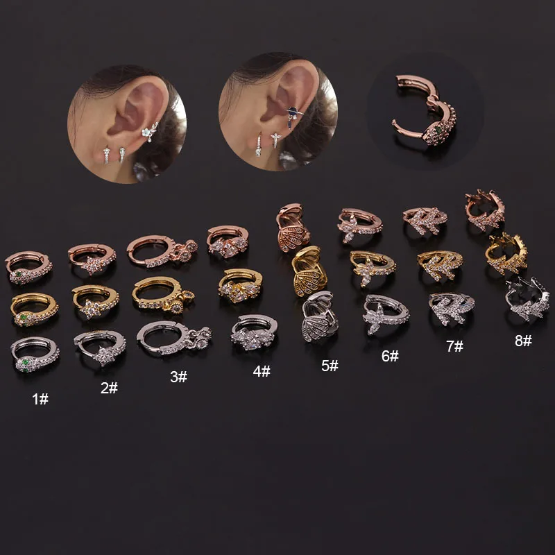 

Hot Selling 2021 Fashion Animal Snake Ear Cuff Rhinestones Adjustable Copper Helix Wrap Hoop Earring Jewelry