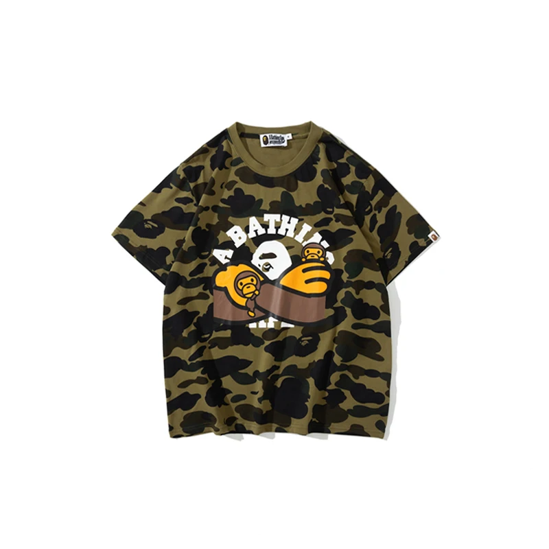 

IHNN75 Autumn and winter new tshirt cotton camouflage KIDS elbow gorilla tshirt bape casual loose oversize tshirt