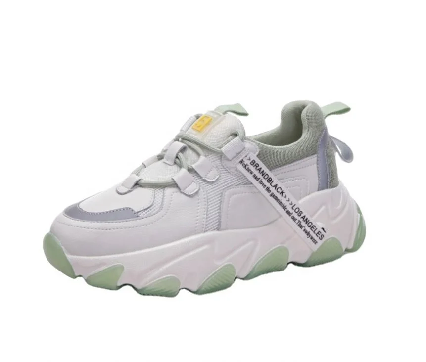 

High Quality Lace Up White Confortable Dad Shoes Sneakers Cheap Women Running Shoes Sport Sneakers Casual, White/grey;white/green