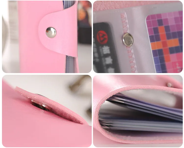 Multi Colors Card Wallet PU Leather ID Card Holder With Paper Box