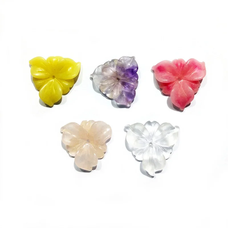 

Natural Loose Stone Carved Flower Beads Gemstone Wholesale Crystal Quartz Carving Flowers Engrave Jewellery Jewelry for Designer, Multi color