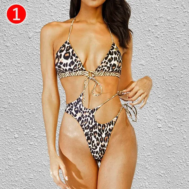 

Bikini Women's New Bikini Sexy Leopard Print One-Piece Swimming Suit Women's One-Piece Swimsuit sexy swimsuit, Flower