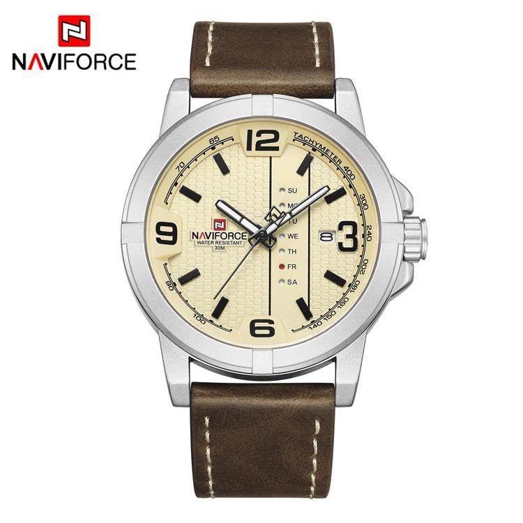 

NAVIFORCE 9177 Luxury Brand Sports Military Quartz Watch Man Analog Date Clock Leather Strap Wristwatch Relogio Masculino