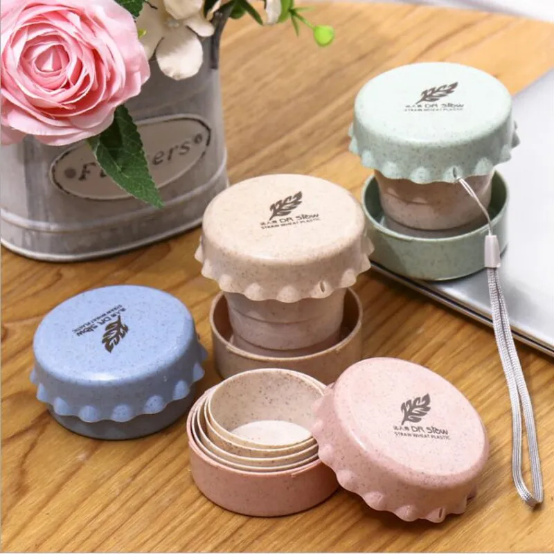 

Wheat Straw Made Telescopic Folding Teacups Portable Activities Folding Water mug Outdoor Retractable Travel Coffee Cup, 4colors