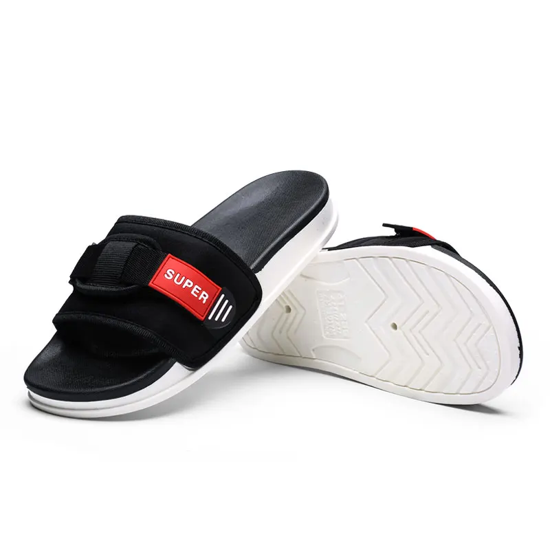 

2020 Wholesale Black And White Indoor Flat Slipper Summer Eva Slide Slipper For Men And Women In Big Size 52