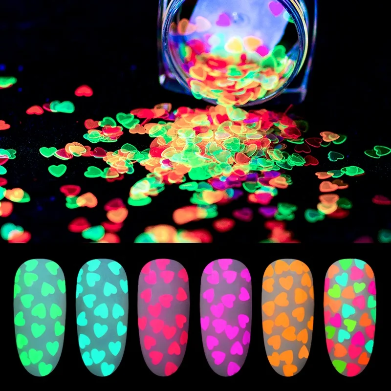 

1 Box Nail Art Decoration Glow In Dark Glitters Luminous Paillette Fluorescent Nail Flakes Manicure Nail Glitter Sequins, Picture