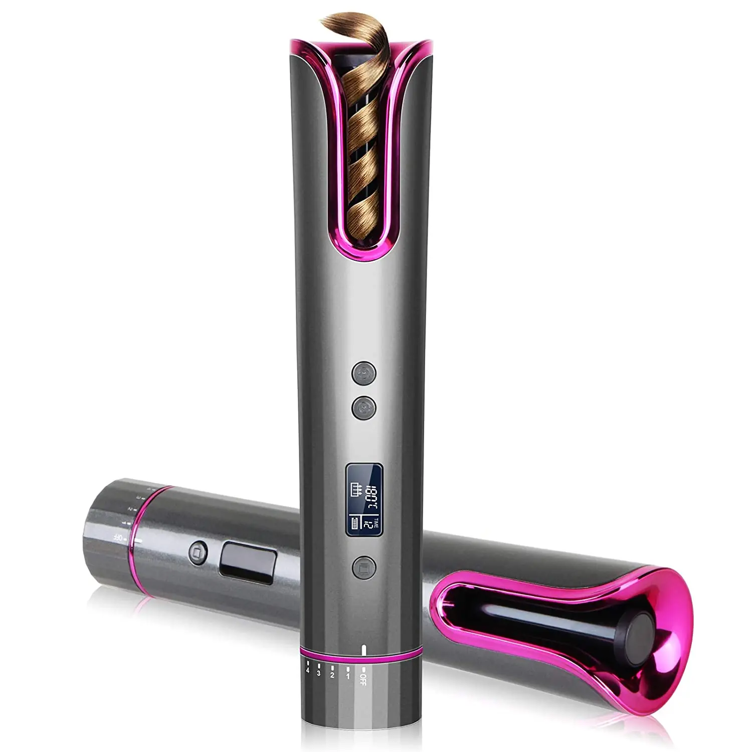 

Cordless magic Ceramic Rotating Lcd Portable Usb Rechargeable Auto Mini curling iron Automatic wireless Hair Curler, Customized