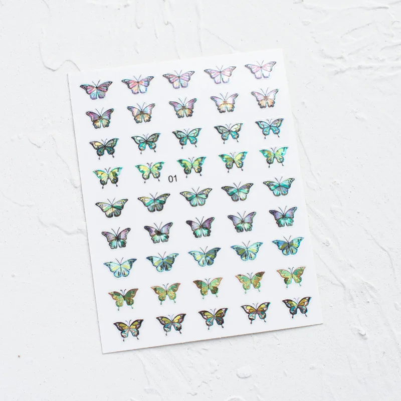 

Virtual laser Butterfly Nail Stickers decals insfeng 3D Stickers waterproof lovely butterfly sticker nail 5d, Colorful