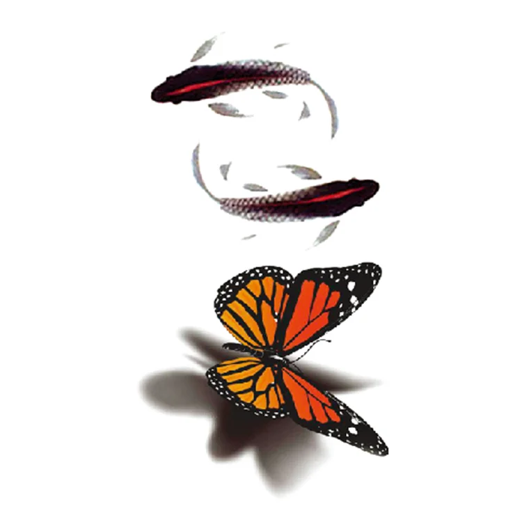 

New realistic three-dimensional goldfish butterfly temporary tattoo stickers, Cmyk