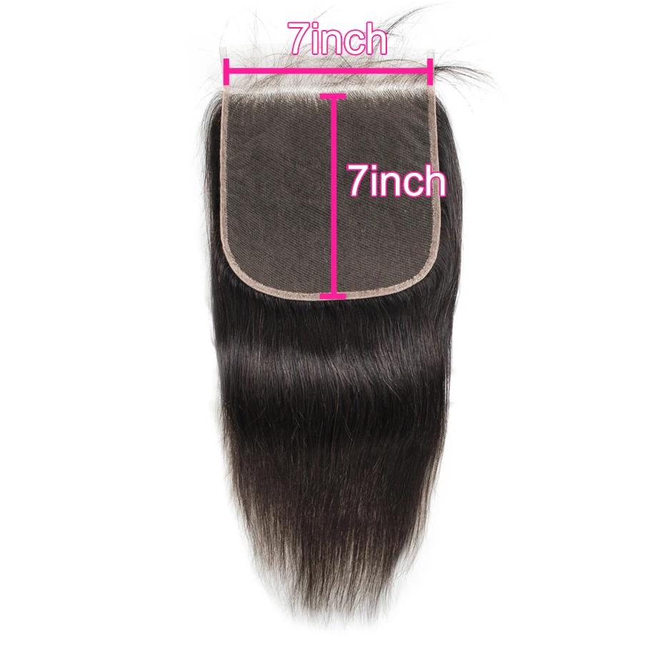 

Peruvian Hair Closures Bleached Knots Cuticle Aligned Pre Plucked Clear Transparent Straight 7x7 Lace Closures Virgin Hair