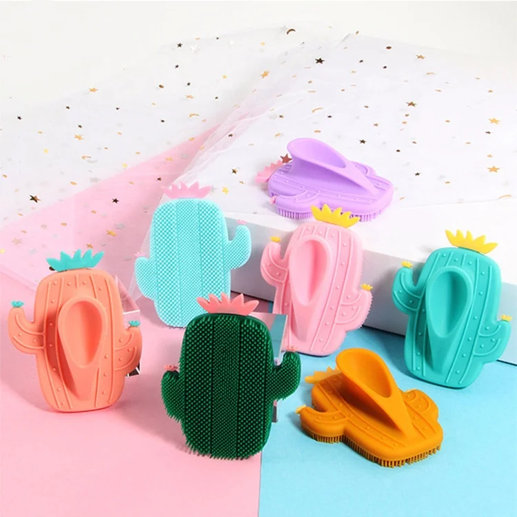 

Hot Sale Cactus Face Massage Scrubber Cleanser Silicone Face Cleaning Brush, As pictures
