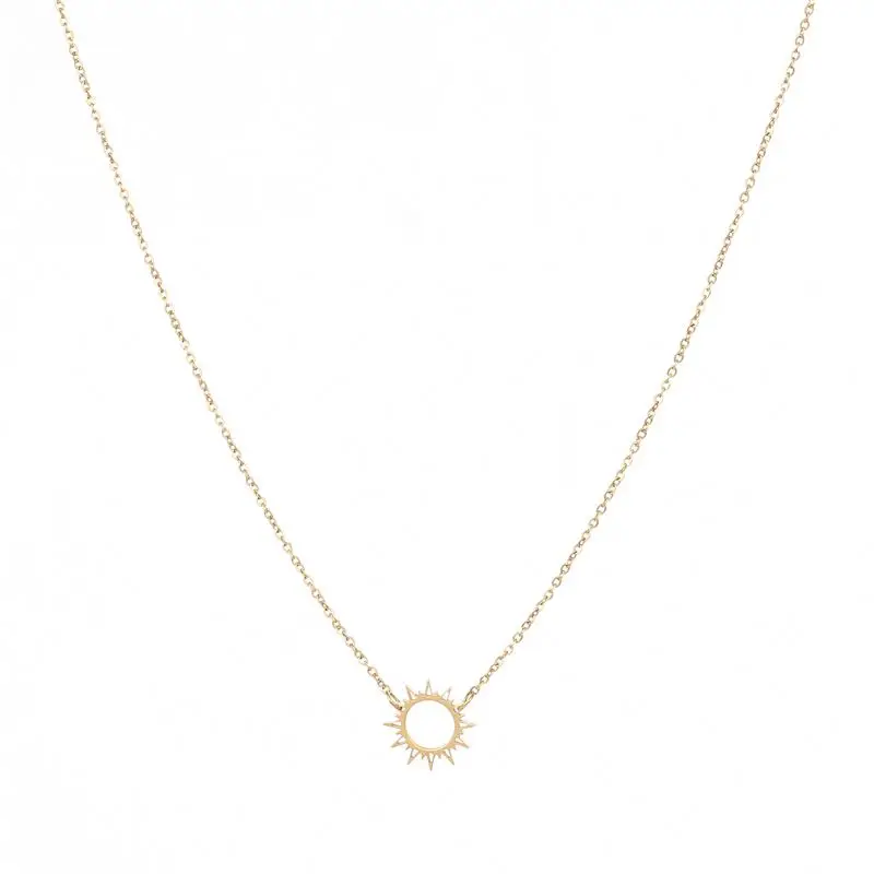 

Women's Unique Design Trendy Jewelry Sun Pendant Simple Gold Filled Jewelry Necklace, Gold color