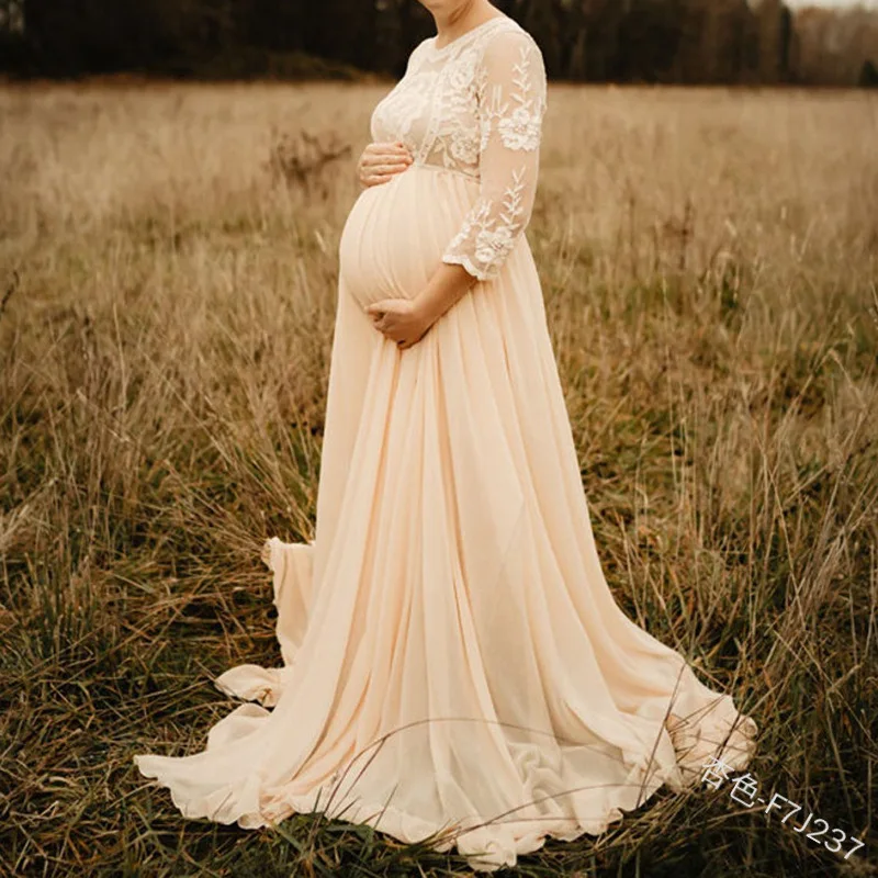 

Lace Maxi Long Pregnancy Photoshoot Woman Photography Pregnant Maternity Clothing Dress, Picture shows