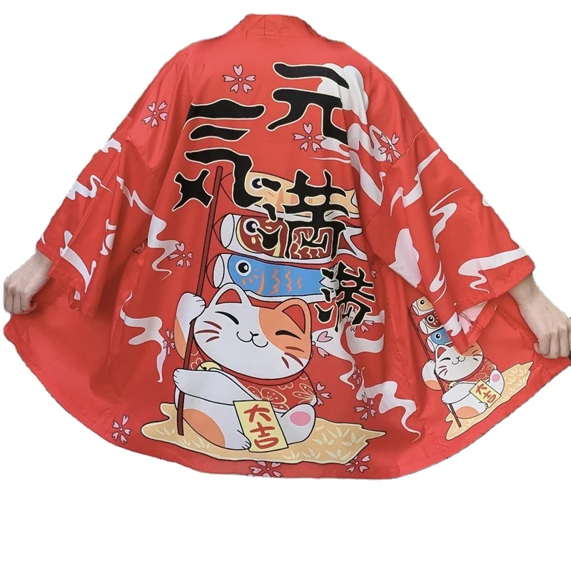 

Thin coat retro Chinese style loose cartoon print split spring and summer fashion clothes