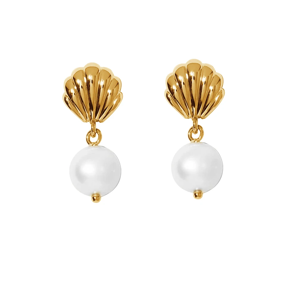 

fine wholesale jewelry 925 sterling silver earrings 18k gold plated pearl drop earrings for women