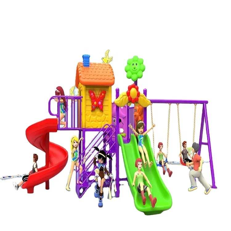 

2020 new style good quality colorful play park outdoor playground with plastic child slide amd seasaw manufactured in china