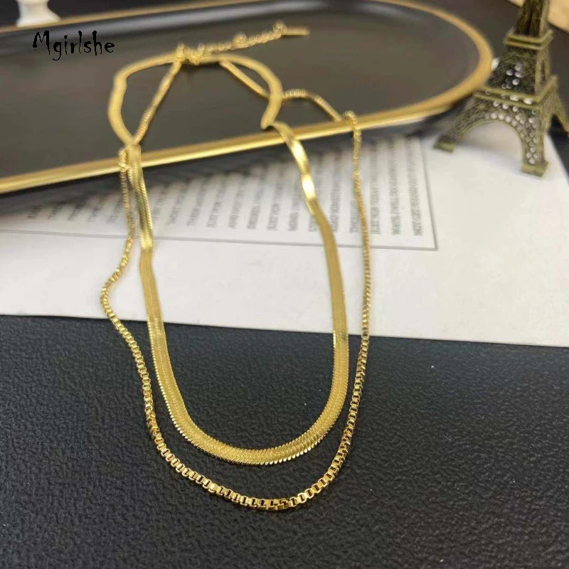 

Mgirlshe 2021 Fashion 18k Gold Plated Hot Choker Set Faye Chain Necklace Girls Shelby Necklace Men Chains, As picture