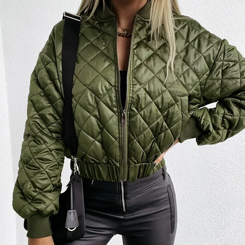 

Winter coat womens bubble coat custom Diamond quilted cotton lining streetwear women cropped puffer jacket, Customized colors