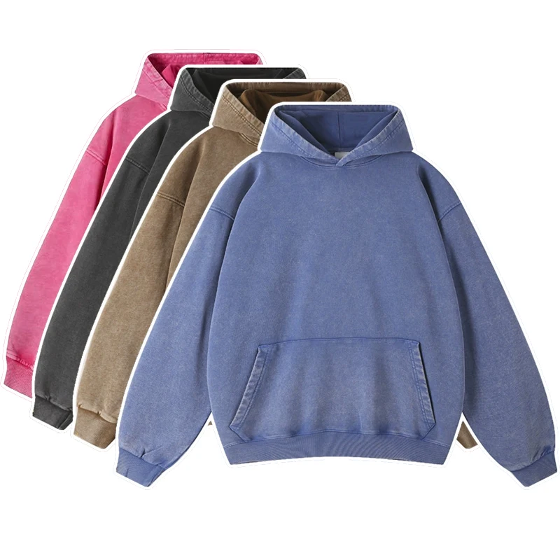 Heavy Cotton Pullover Hoodie Vintage Distressed