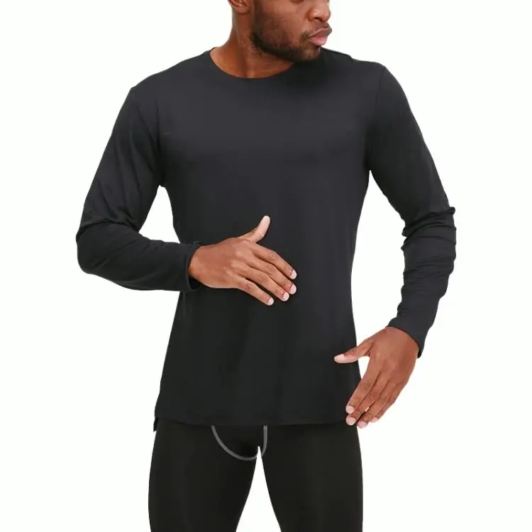 

QC85 Custom blank long sleeve fitness t shirts mens quick dry black long sleeve t shirt, 5 colors