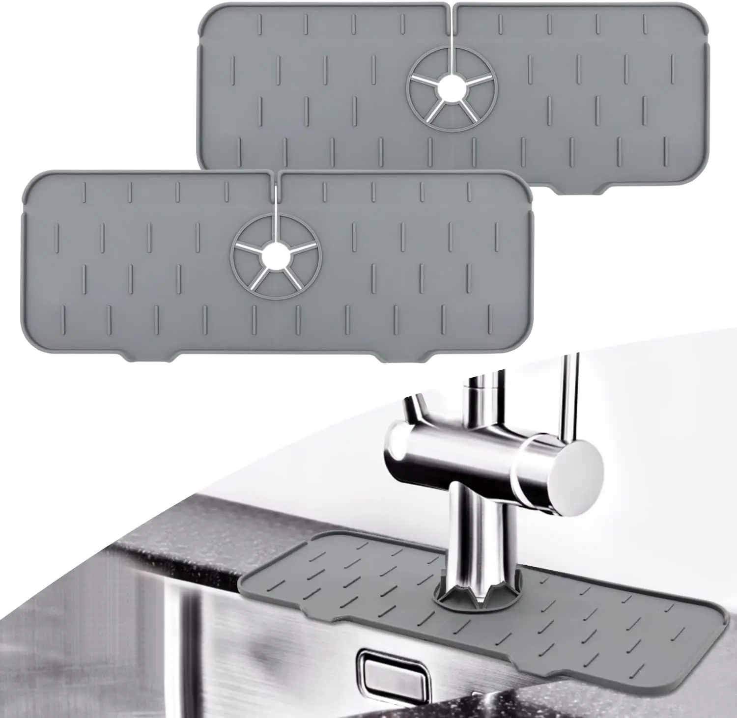 

Kitchen Faucet Sink Splash Guard Silicone Faucet Water Catcher Mat Foldable Sink Faucet Splash Catcher, Red, gray, black