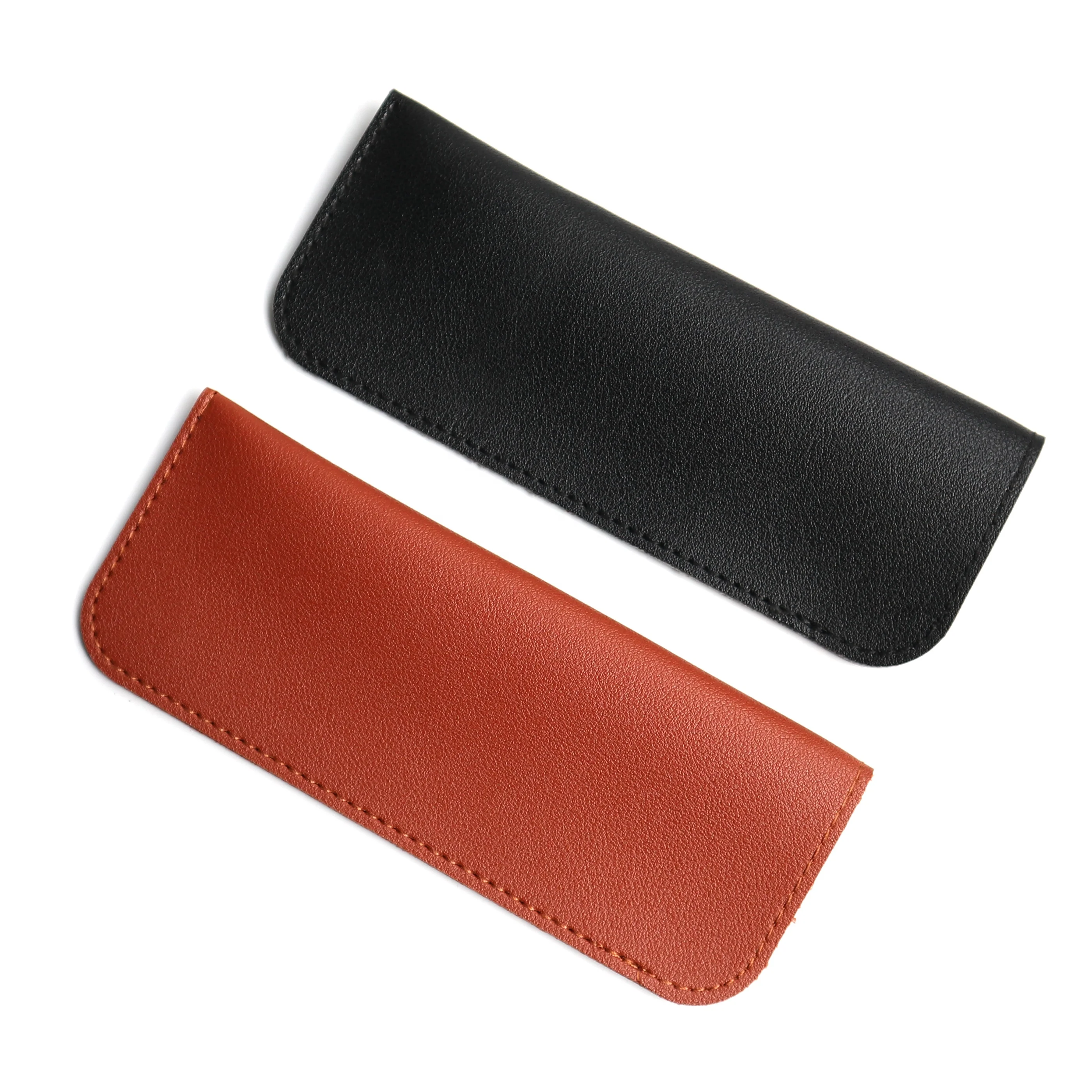 

Thick PU Leather Sunglass Pouch Package Glasses Pouch Leather Material Wholesale Custom Leather Pouch for Sale, Black, brown, matte black, etc;customization accepted