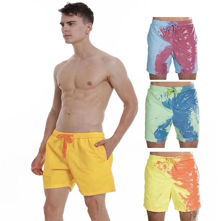 

Custom logo DIY temperature sense Quick Dry Beach Swim Sports thermosensitive Shorts swimming change color changing swim shorts, Custom color