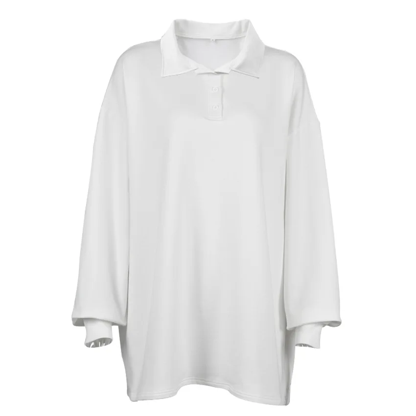 

Polo collar simple stylish hoodie for women fleece blanket, White