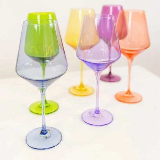 

Glass Goblet Colored Wine Stemware Glasses Cobalt Blue Wine Glass Sample Supply, Cobalt blue, peach pink,mint green,amber ...