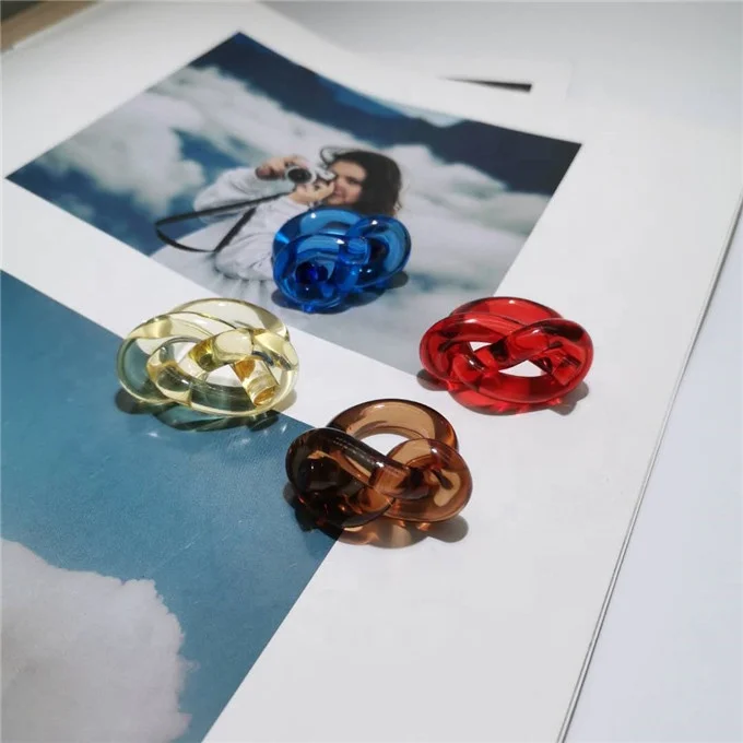 

Fashion handmade ACRYLIC KNOT twisted rings wrapped rings statement acrylic jewelry, Picture