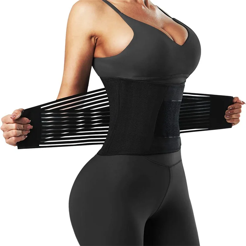 

High Quality Two Belts Support Neoprene Spandex Back Colourful Waist Trainer Belt