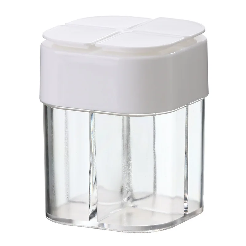 

4 in 1 Transparent Multi Grid Spice Dispenser Container 4 Compartment bbq seasoning shaker salt and pepper shakers plastic, Sliver