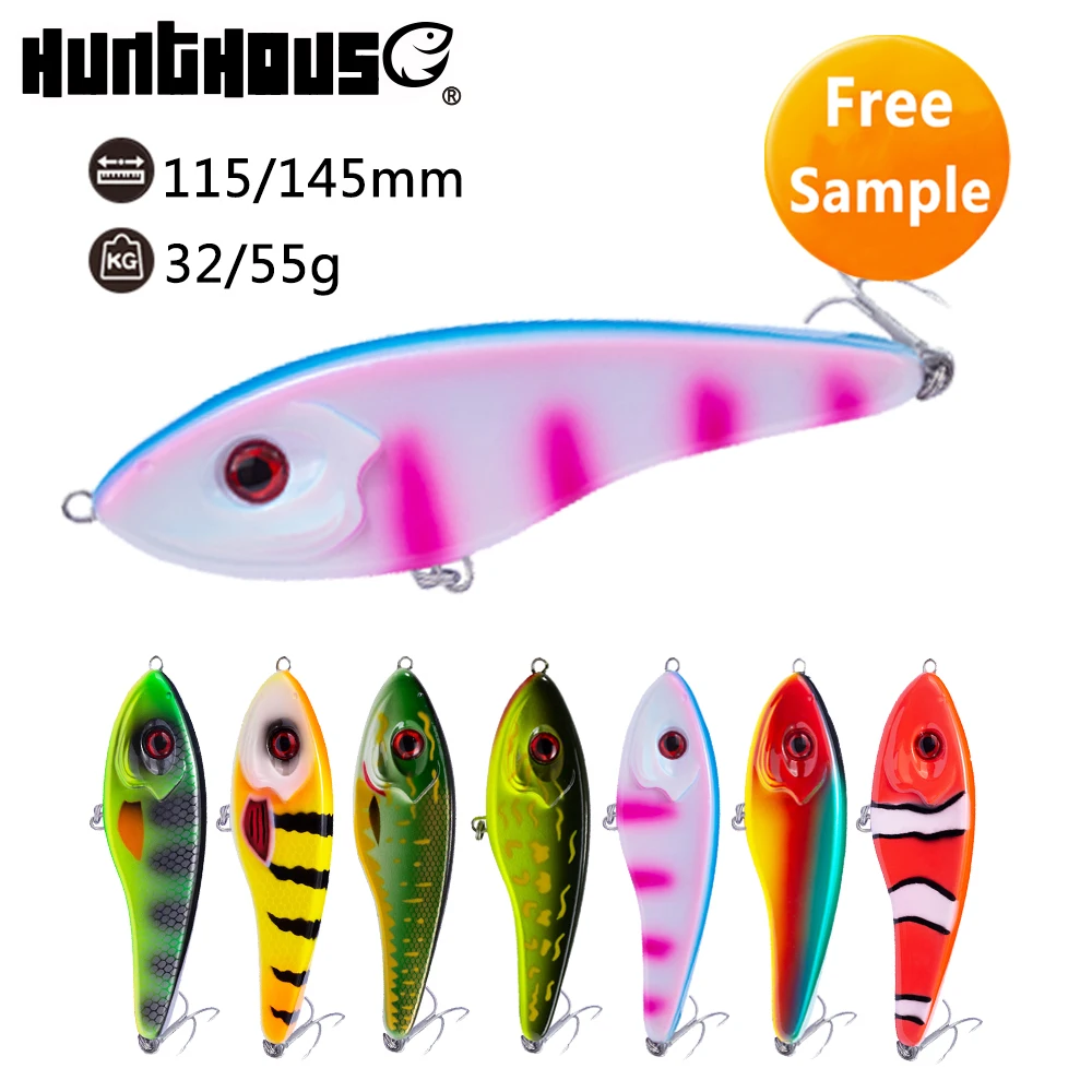 

hunthouse 3D eyes hard jerkbait sinking ABS plastic VIB lure fishing bait, 8 colors