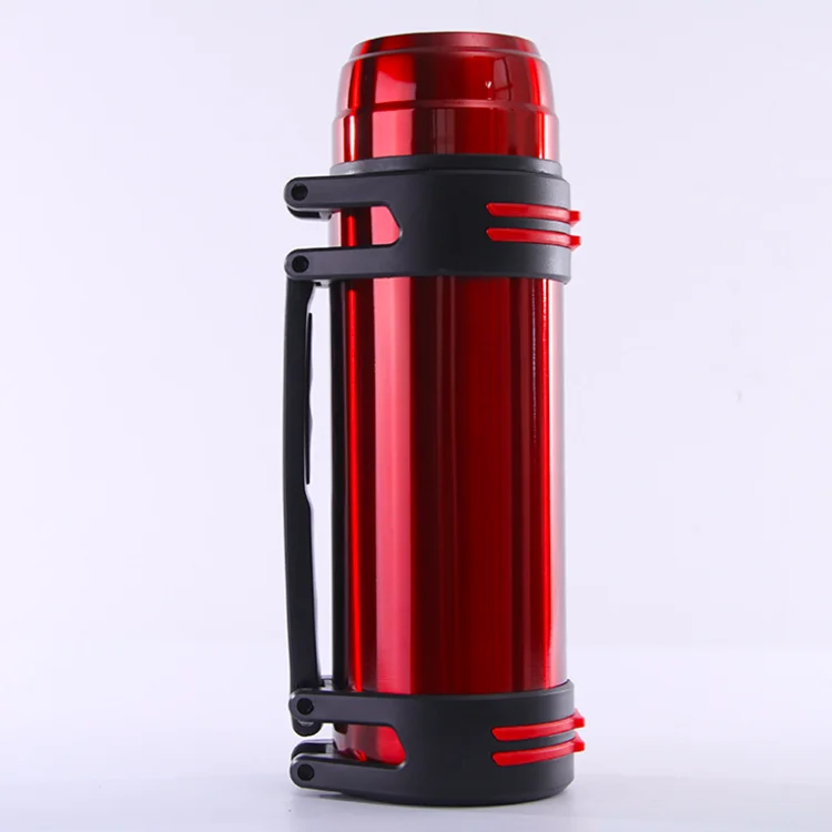 Portable Thermos Mugs Metal Canteen Thermoses Tea Pot Thermal Flask 2.0l Travel Flask Pot with Shoulder Strip Plastic Cup Lid