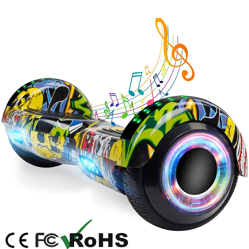 2021 Wholesale 6.5'two wheel electric self-balancing balance scooters hoover boards Skateboard with led lights for Christmas, Different color are available