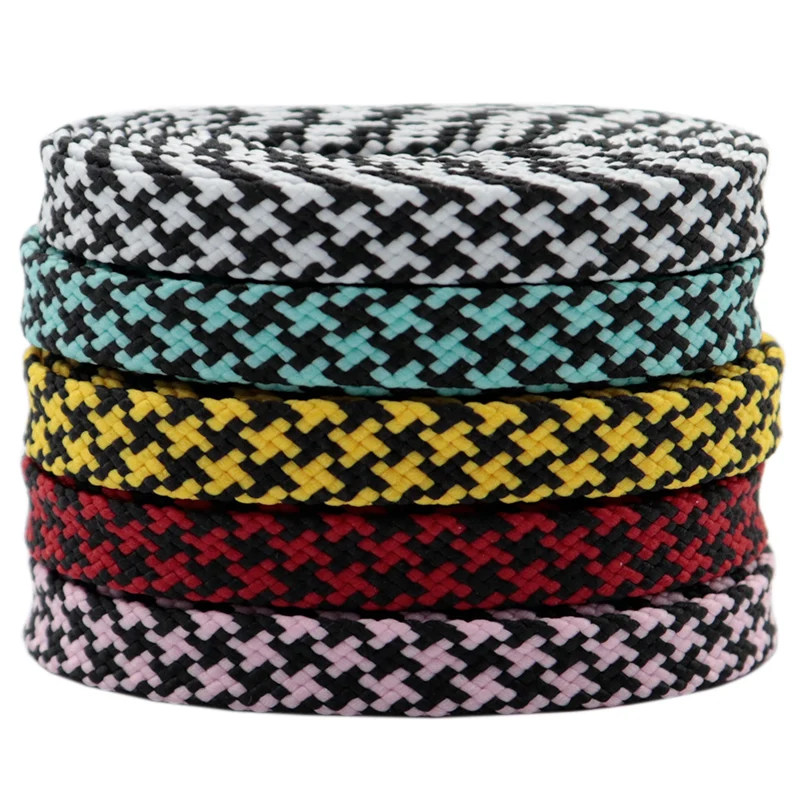 

Weiou New Launch Windmill Weave Pattern Flat Shoelaces 10 Colors Options Support customized Weave Style, Bottom inside color + match outside color
