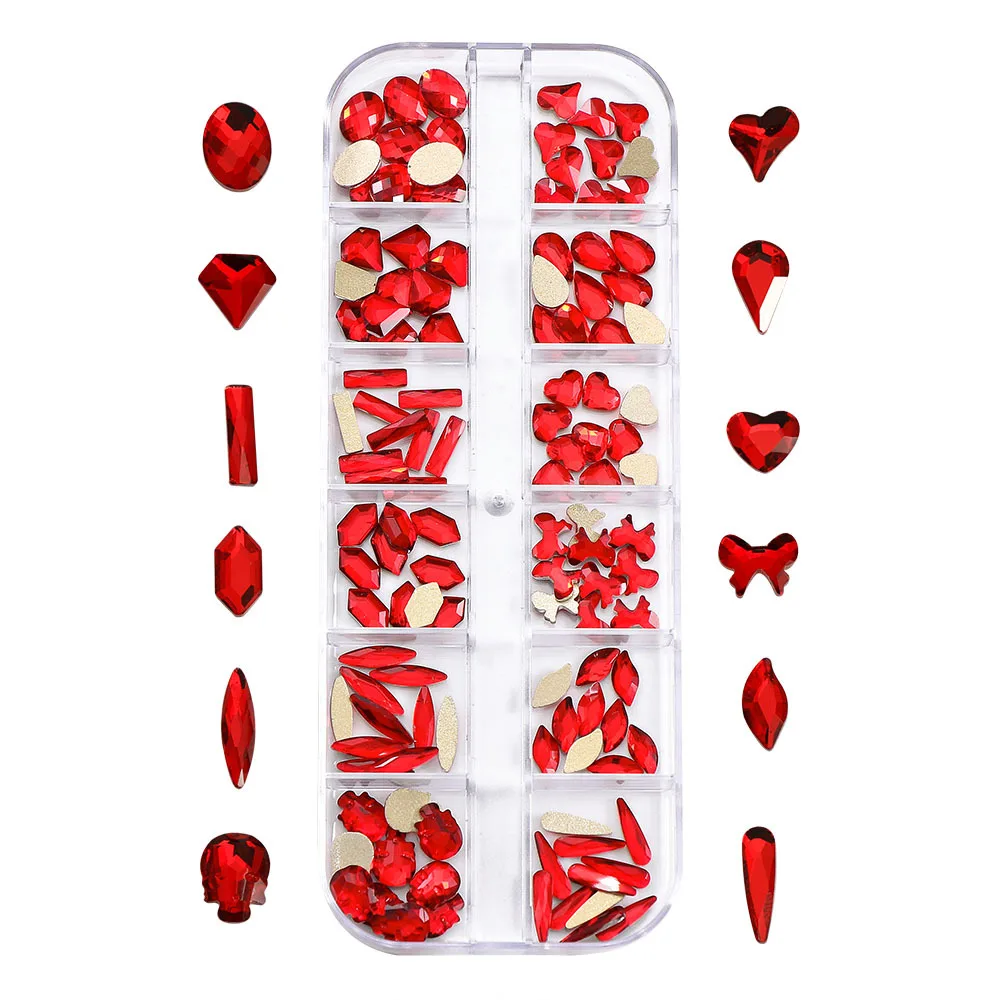 

High quality wholesale 3d ab mixed size heteromorphic gem charms flat back rhinestones nail crystal for nail art decoration, As pic