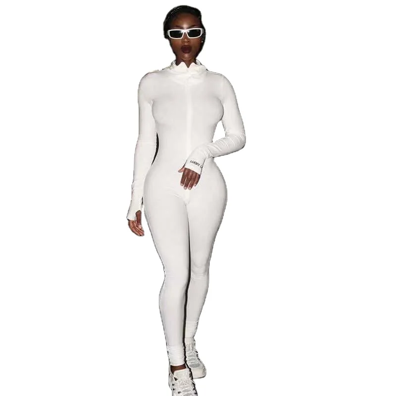 

Oem custom private label Fashion trendy bodycon white jumpsuit playsuit, Customized color