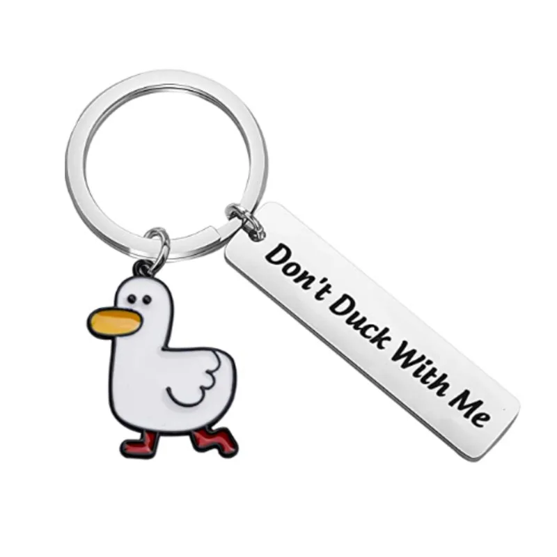 

Don't Duck with Me Metal Duck Key Chains Charm bag pendant for Boyfriend Girlfriend Couple Keyring Cute Lover Gift Duck keychain