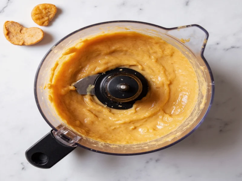 Food processor with creamy peanut butter mixture